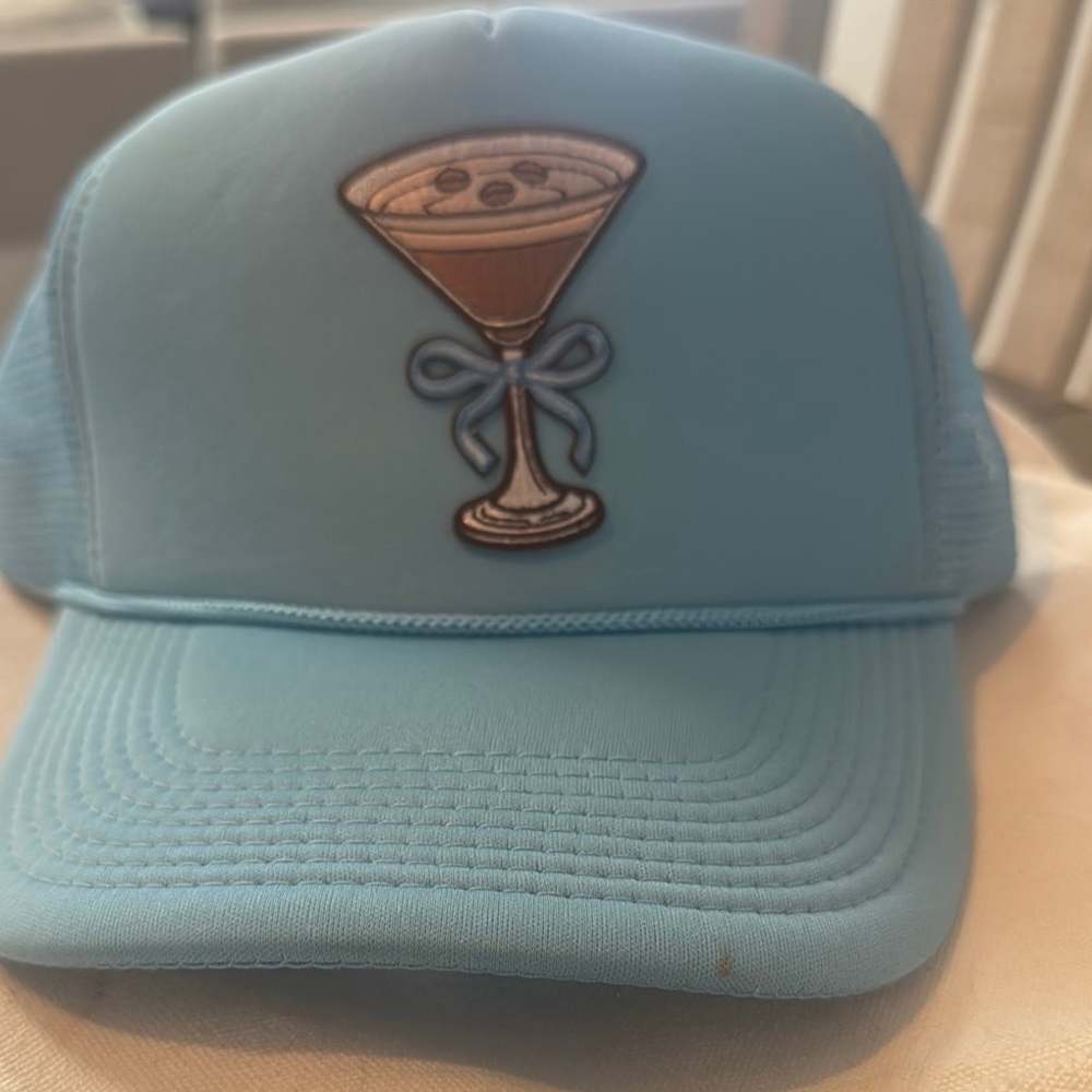 Light Blue Trucker Hat with Cocktail Embroidery